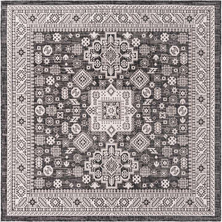 7' 10 x 7' 10 Easy-Clean Aztec Indoor / Outdoor Square Rug