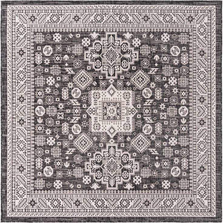 Detail image of 7' 10 x 7' 10 Easy-Clean Aztec Indoor / Outdoor Square Rug