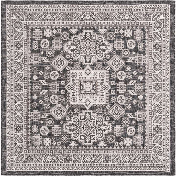 5' 3 x 5' 3 Easy-Clean Aztec Indoor / Outdoor Square Rug