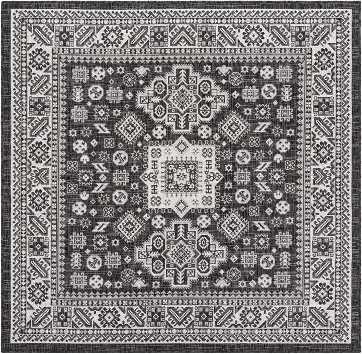 6' x 6' Easy-Clean Aztec Indoor / Outdoor Square Rug