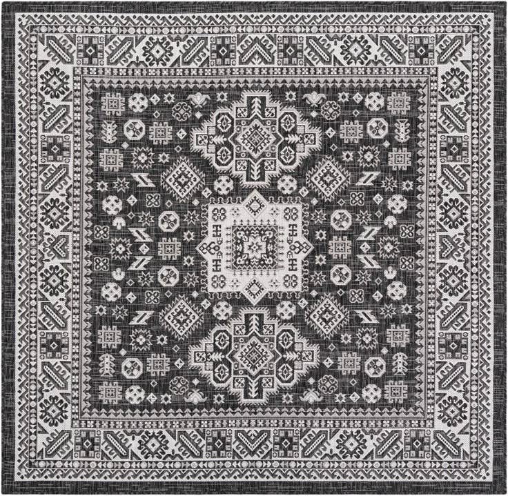 Detail image of 6' x 6' Easy-Clean Aztec Indoor / Outdoor Square Rug