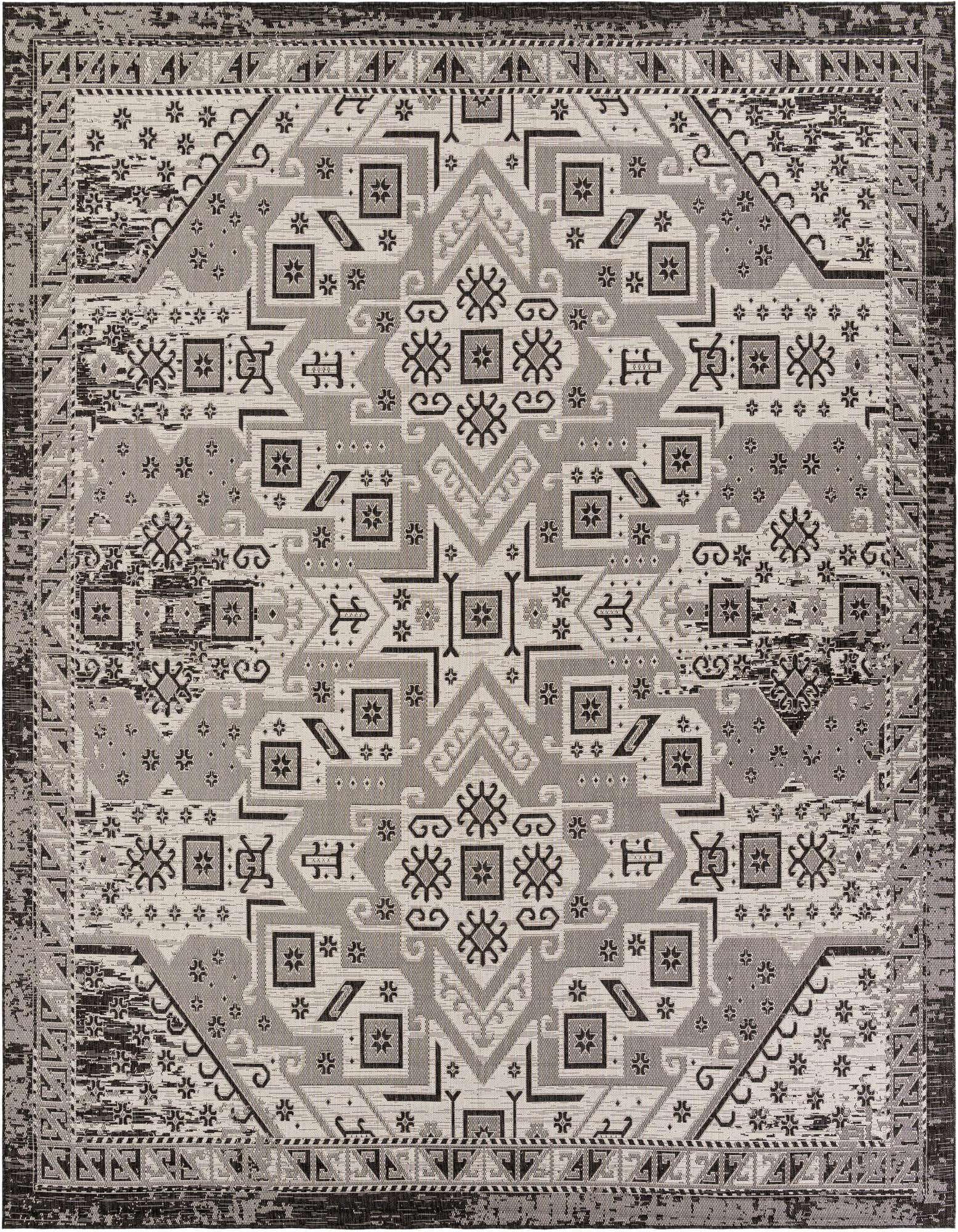 12' x 12' Easy-Clean Aztec Indoor / Outdoor Square Rug