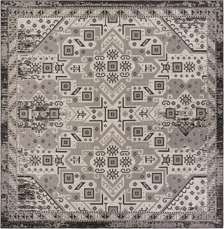 12' x 12' Easy-Clean Aztec Indoor / Outdoor Square Rug