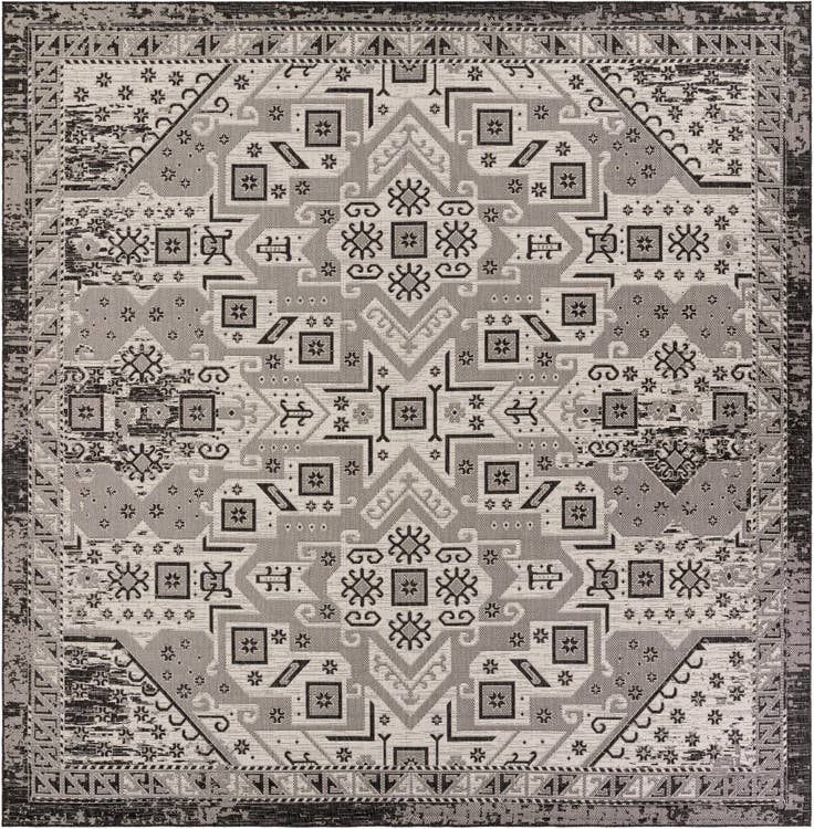 Detail image of 12' x 12' Easy-Clean Aztec Indoor / Outdoor Square Rug