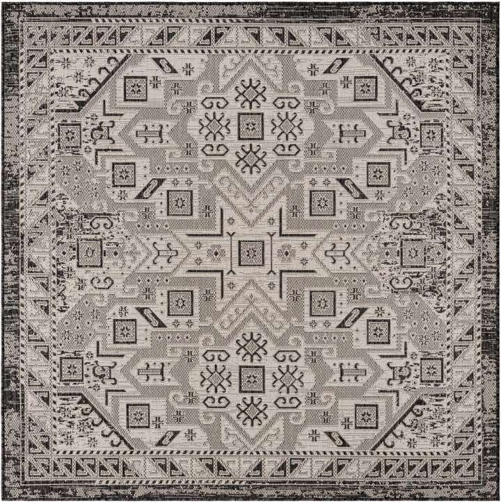 6' x 6' Easy-Clean Aztec Indoor / Outdoor Square Rug