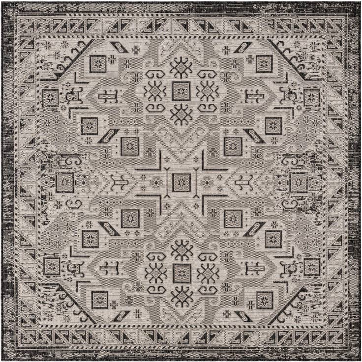 Detail image of 6' x 6' Easy-Clean Aztec Indoor / Outdoor Square Rug