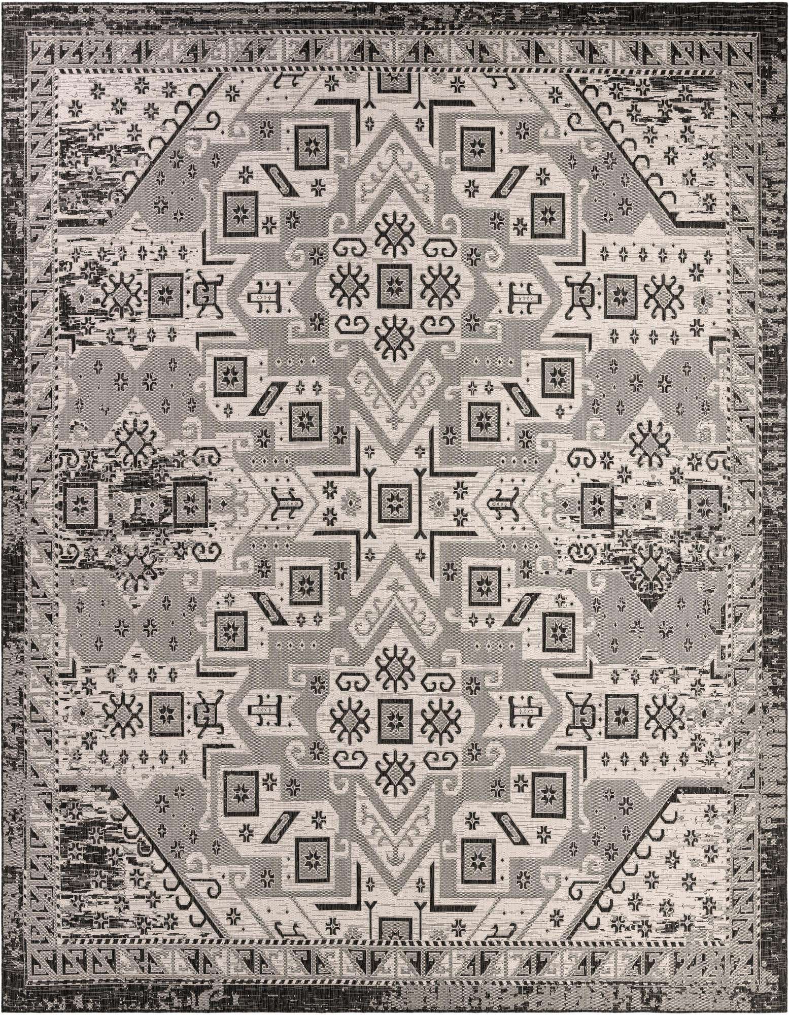 13' x 13' Easy-Clean Aztec Indoor / Outdoor Square Rug