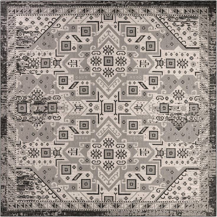 Detail image of 13' x 13' Easy-Clean Aztec Indoor / Outdoor Square Rug
