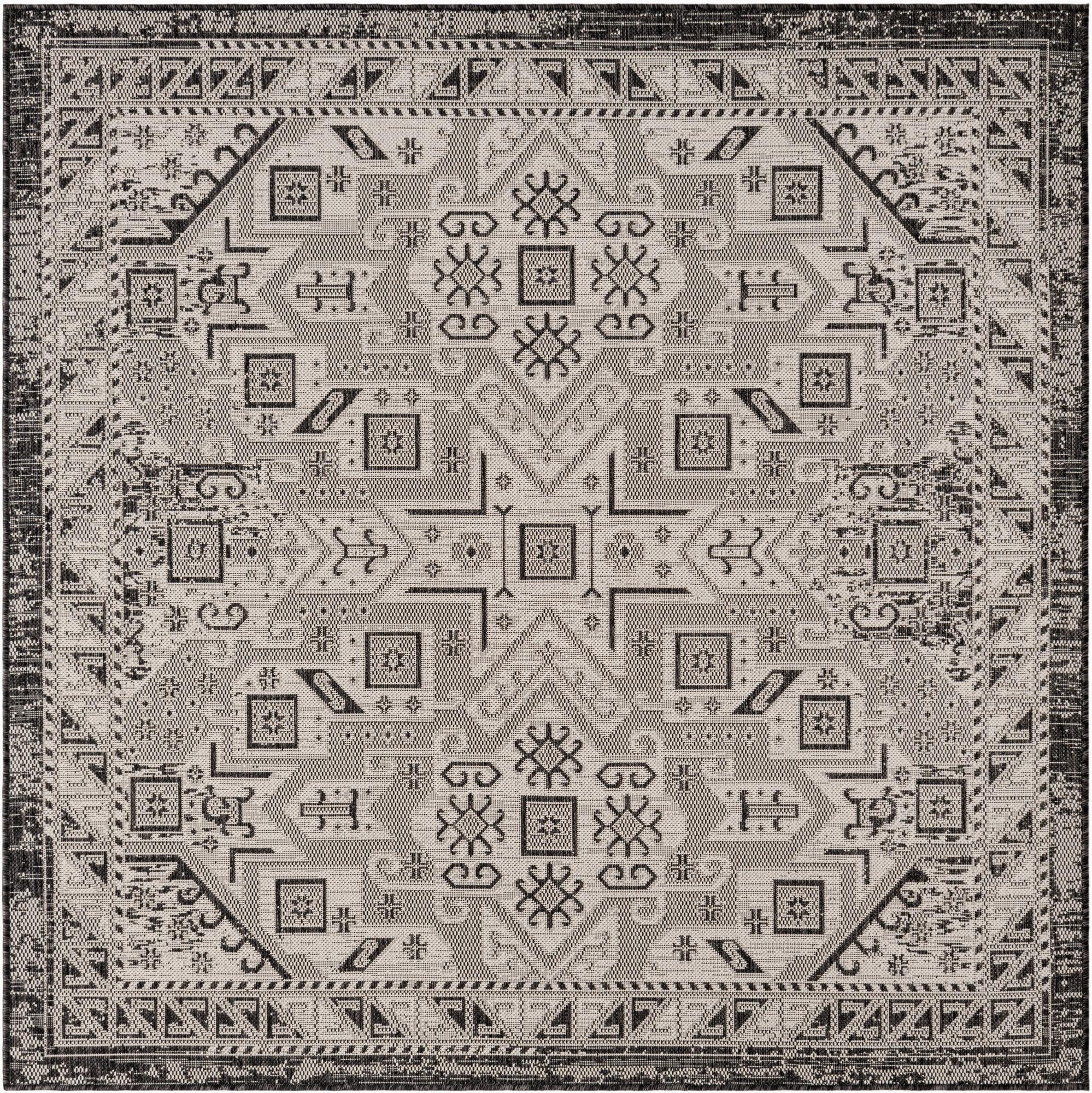 6' x 6'  Washable Aztec Indoor / Outdoor Square Rug