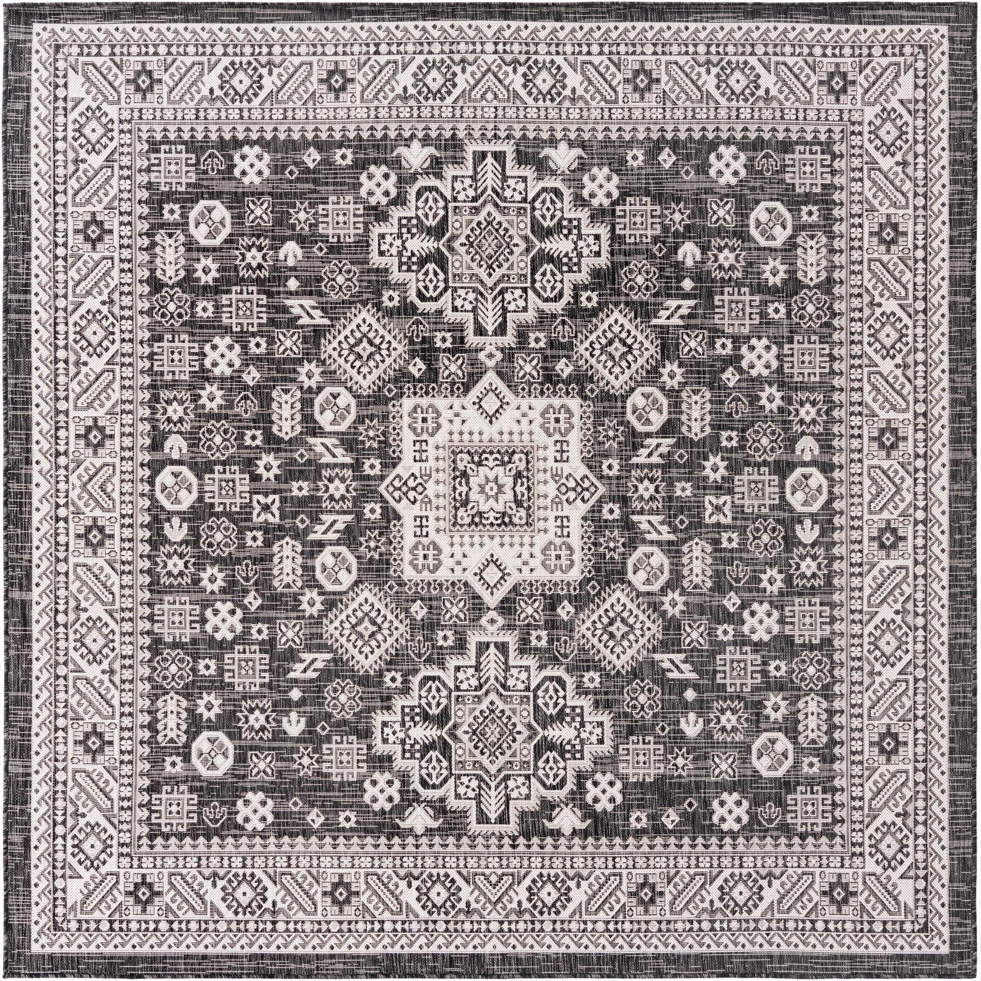 7' 10 x 7' 10  Washable Aztec Indoor / Outdoor Square Rug