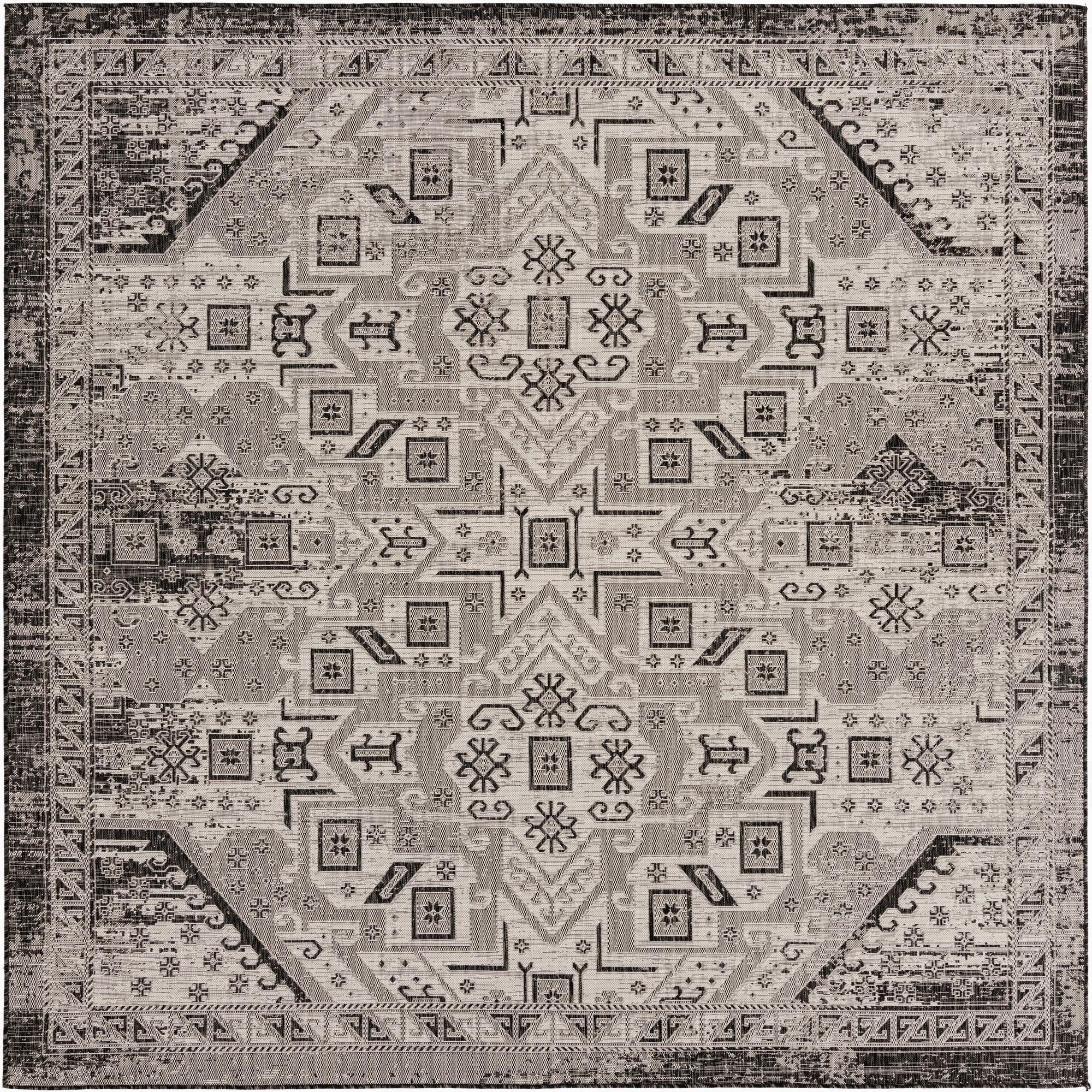 10' x 10'  Washable Aztec Indoor / Outdoor Square Rug