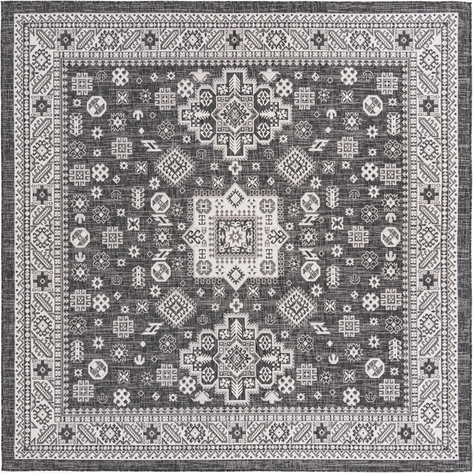 Primary image 10' x 10'  Washable Aztec Indoor / Outdoor Square Rug