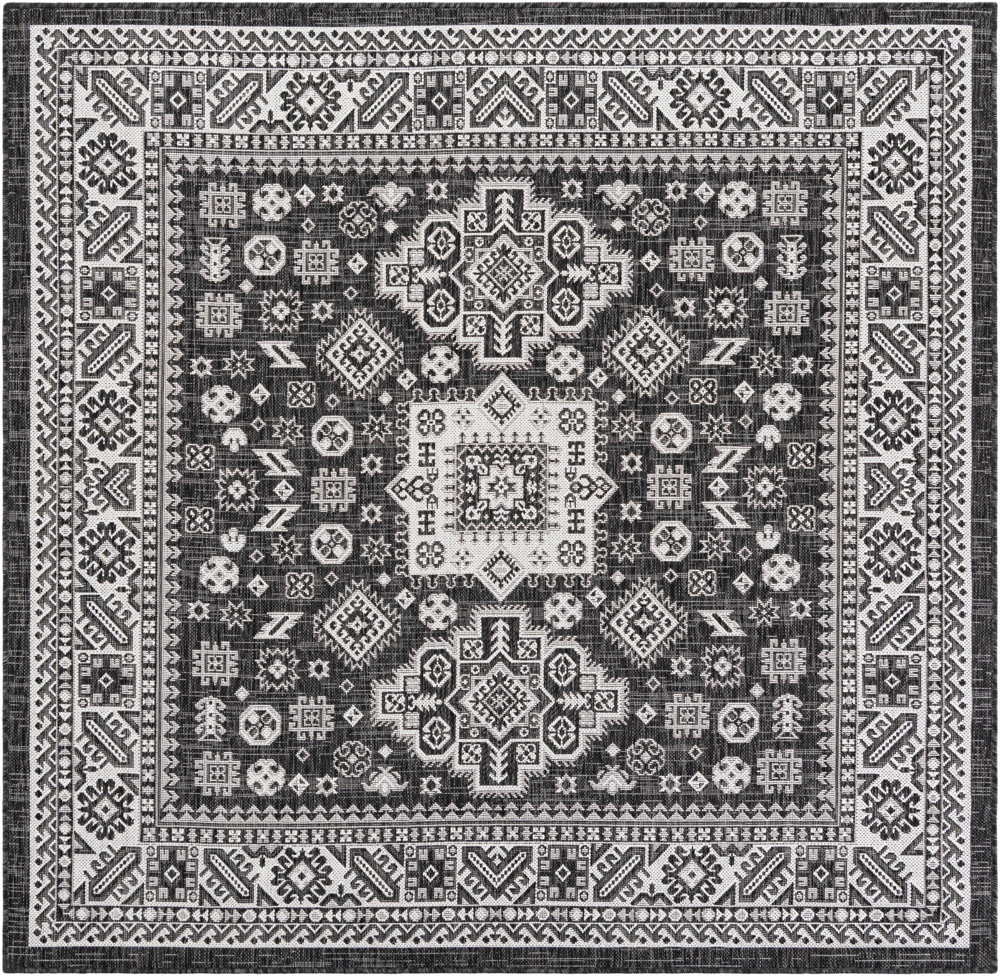 Primary image 6' x 6'  Washable Aztec Indoor / Outdoor Square Rug