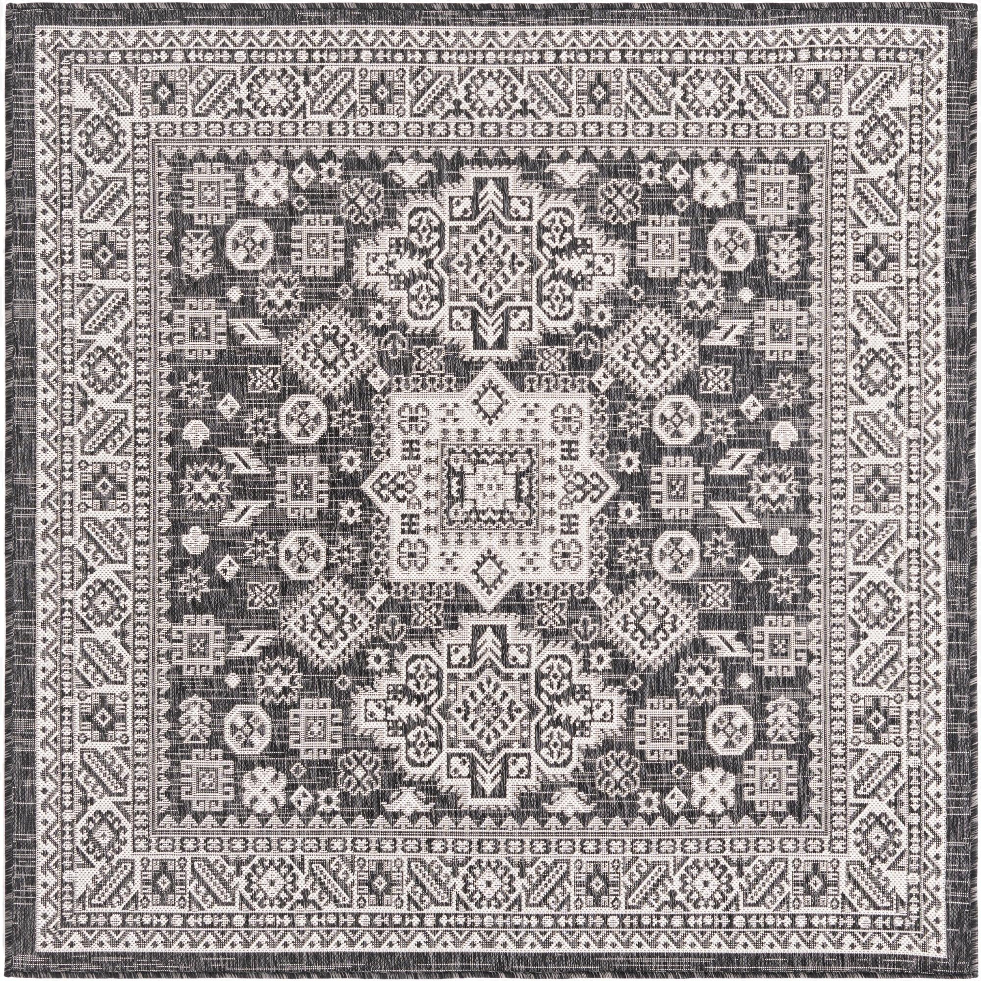 Primary image 5' 3 x 5' 3  Washable Aztec Indoor / Outdoor Square Rug