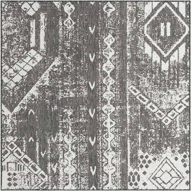 Detail image of 5' 3 x 5' 3 Easy-Clean Bohemian Indoor / Outdoor Square Rug