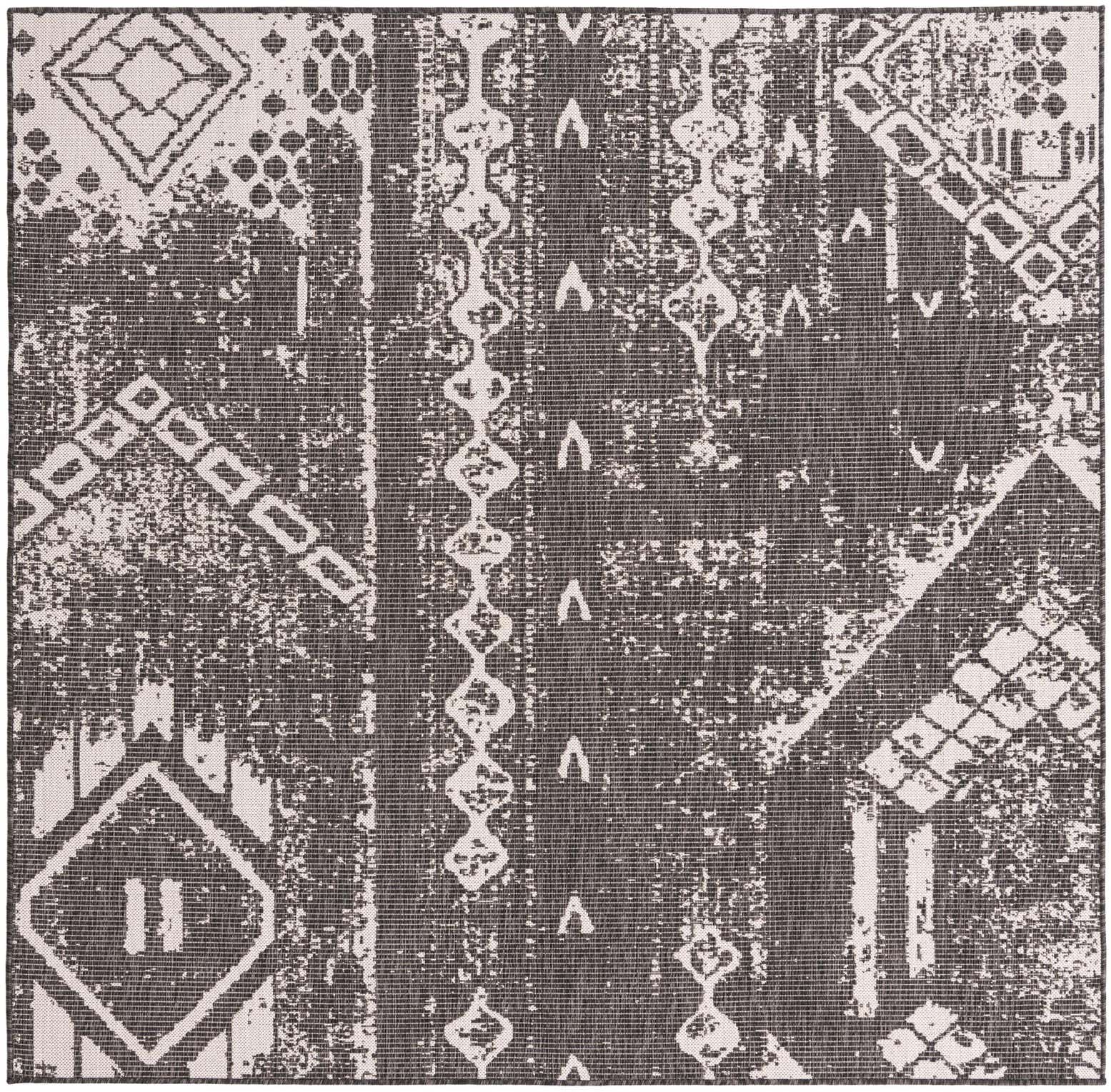 7' x 7' Easy-Clean Bohemian Indoor / Outdoor Square Rug