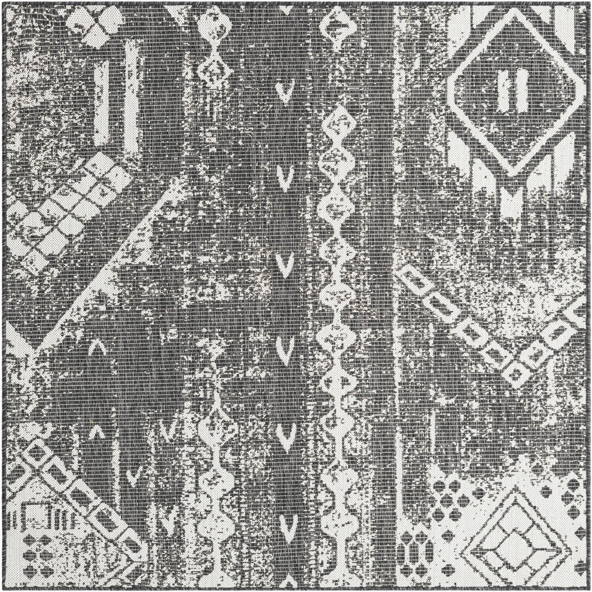 5' 3 x 5' 3  Washable Bohemian Indoor / Outdoor Square Rug