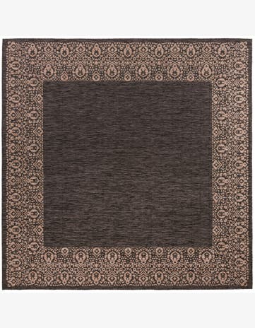 Charcoal Gray Easy-Clean Border Indoor / Outdoor Square Rug