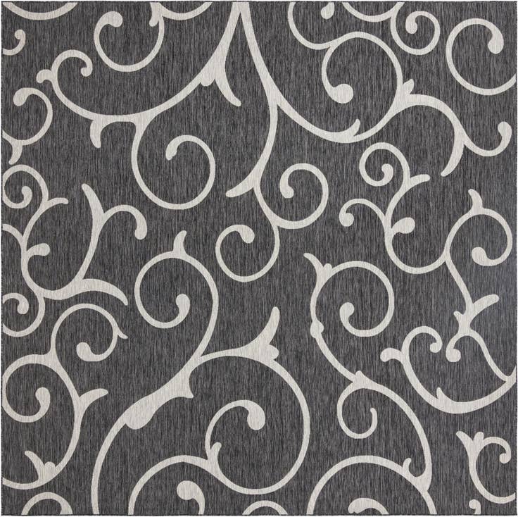 Detail image of 13' x 13' Easy-Clean Botanical Indoor / Outdoor Square Rug