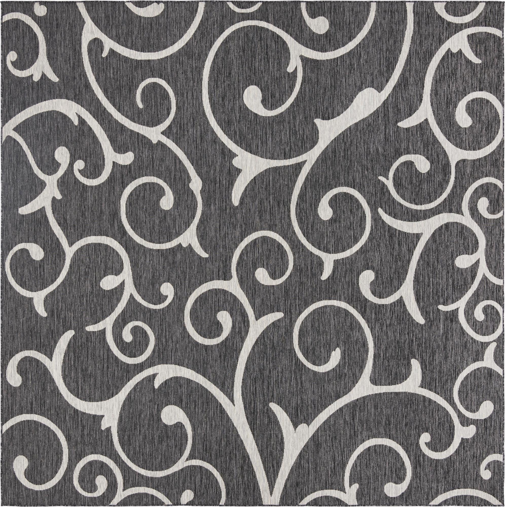 10' 8 x 10' 8  Washable Botanical Indoor / Outdoor Square Rug