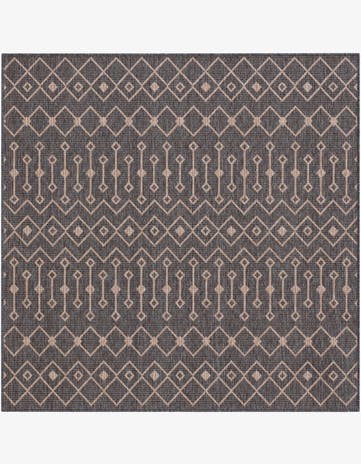 Charcoal Gray Easy-Clean Lattice Indoor / Outdoor Square Rug