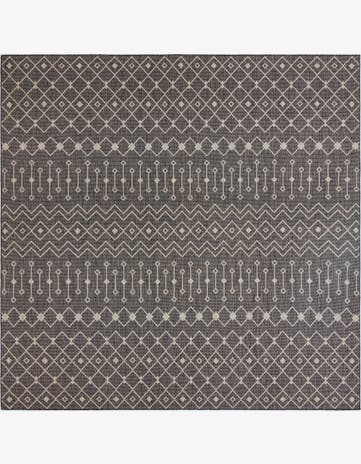 Charcoal Gray Easy-Clean Lattice Indoor / Outdoor Square Rug