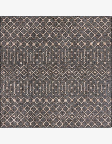 Charcoal Gray Easy-Clean Lattice Indoor / Outdoor Square Rug