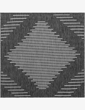 Charcoal Gray Easy-Clean Modern Indoor / Outdoor Square Rug