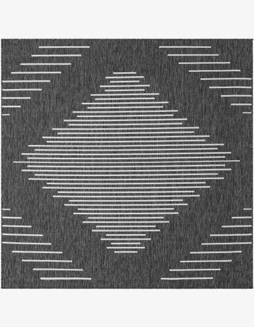 Charcoal Gray Easy-Clean Modern Indoor / Outdoor Square Rug