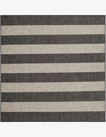 Charcoal Gray Easy-Clean Ribbon Indoor / Outdoor Square Rug