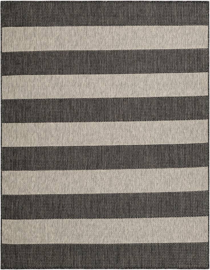 Detail image of 6' x 6' Easy-Clean Striped Indoor / Outdoor Square Rug