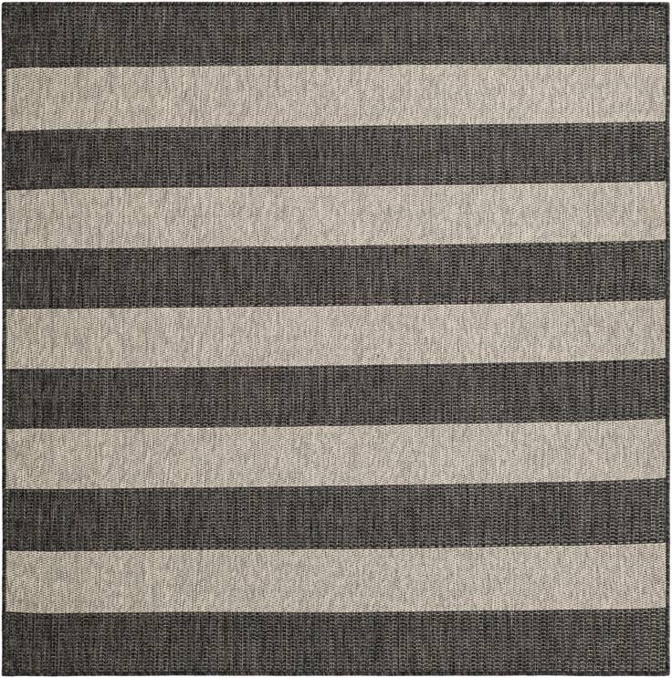 Detail image of 6' x 6' Easy-Clean Striped Indoor / Outdoor Square Rug