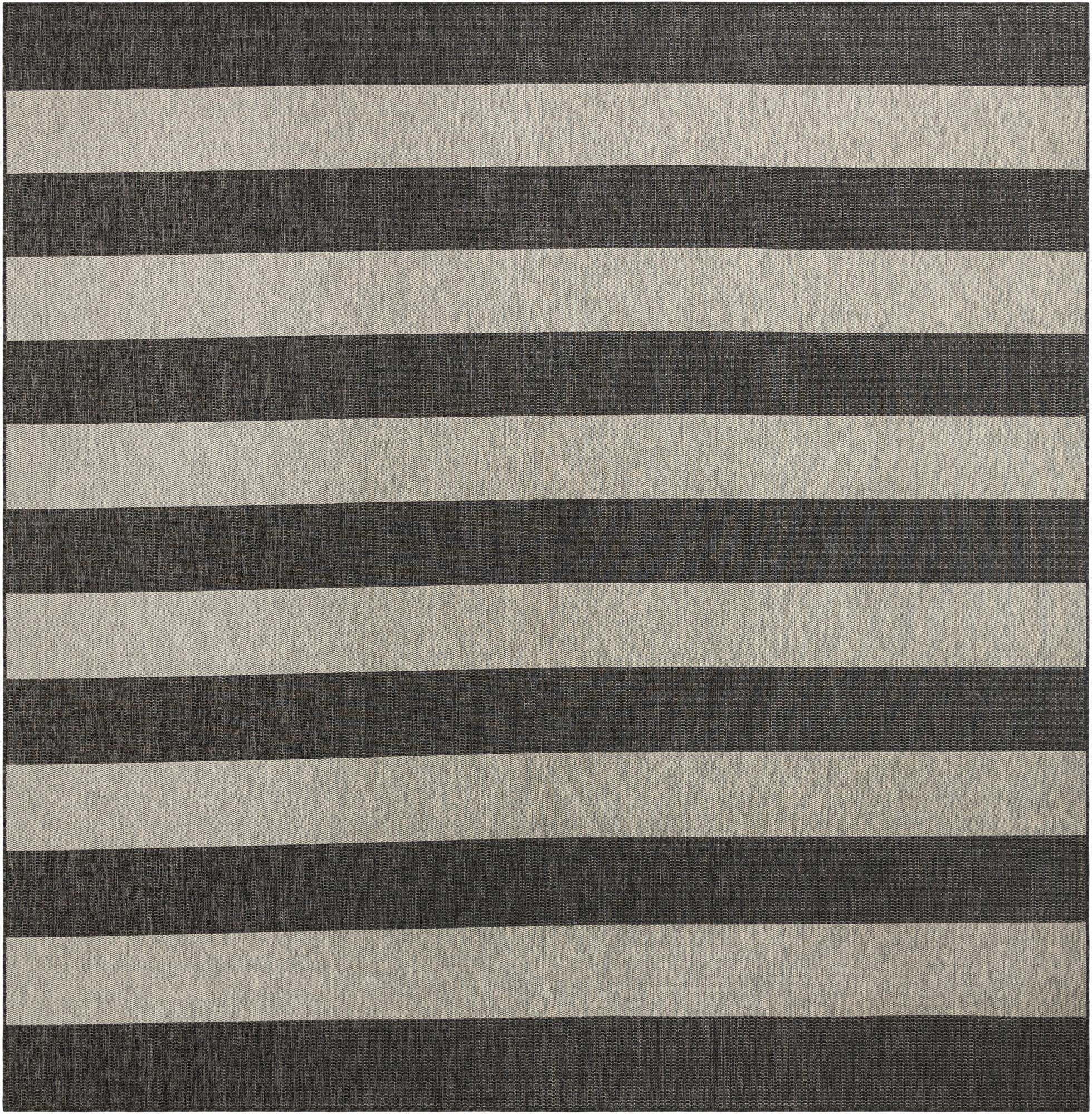 12' x 12'  Washable Striped Indoor / Outdoor Square Rug