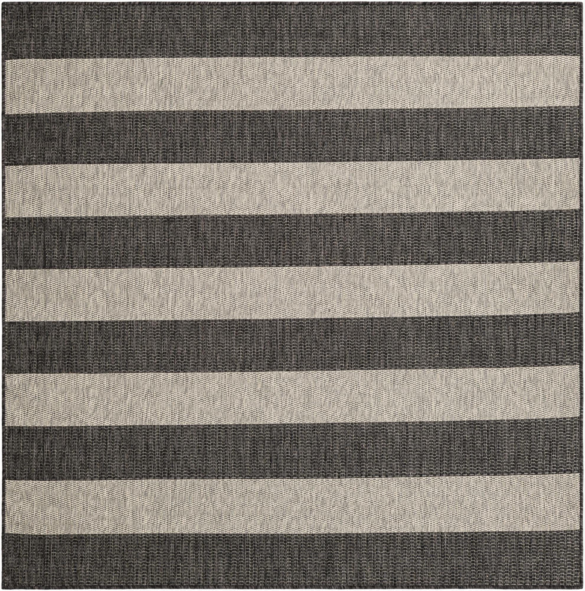 6' x 6'  Washable Striped Indoor / Outdoor Square Rug