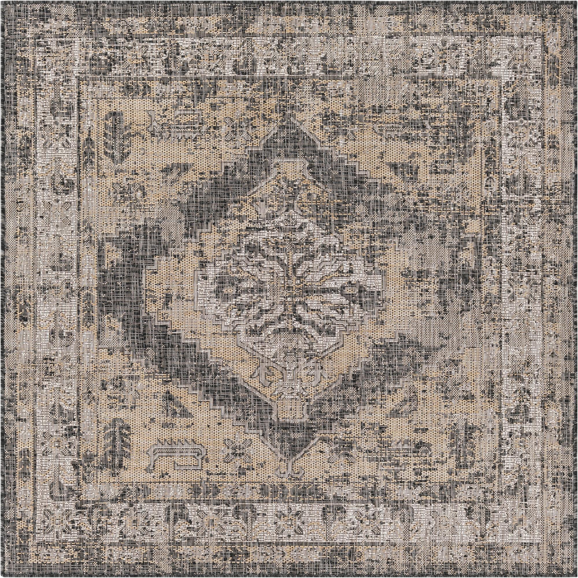 5' 3 x 5' 3 Easy-Clean Traditional Indoor / Outdoor Square Rug