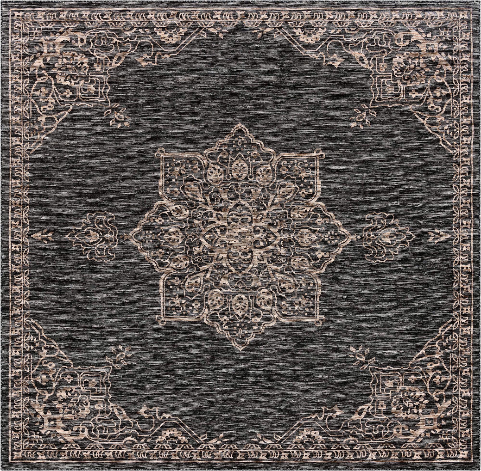 10' 8 x 10' 8 Easy-Clean Traditional Indoor / Outdoor Square Rug