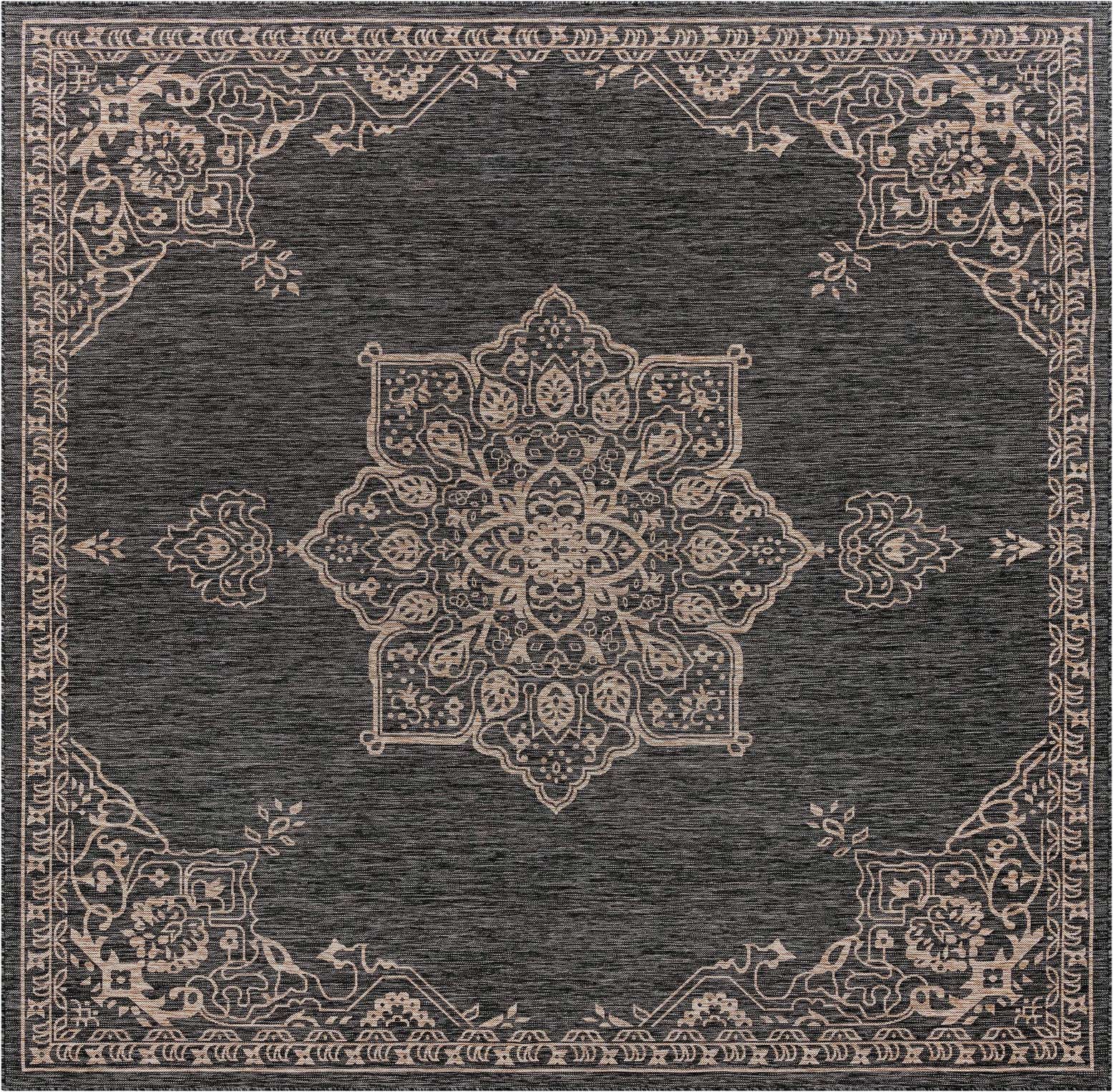 10' 8 x 10' 8 Easy-Clean Traditional Indoor / Outdoor Square Rug