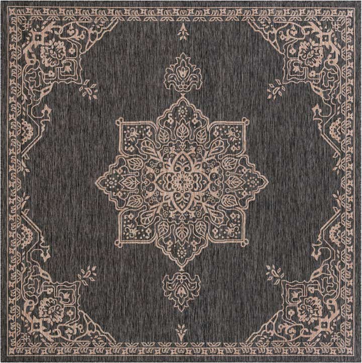 10' x 10' Easy-Clean Traditional Indoor / Outdoor Square Rug