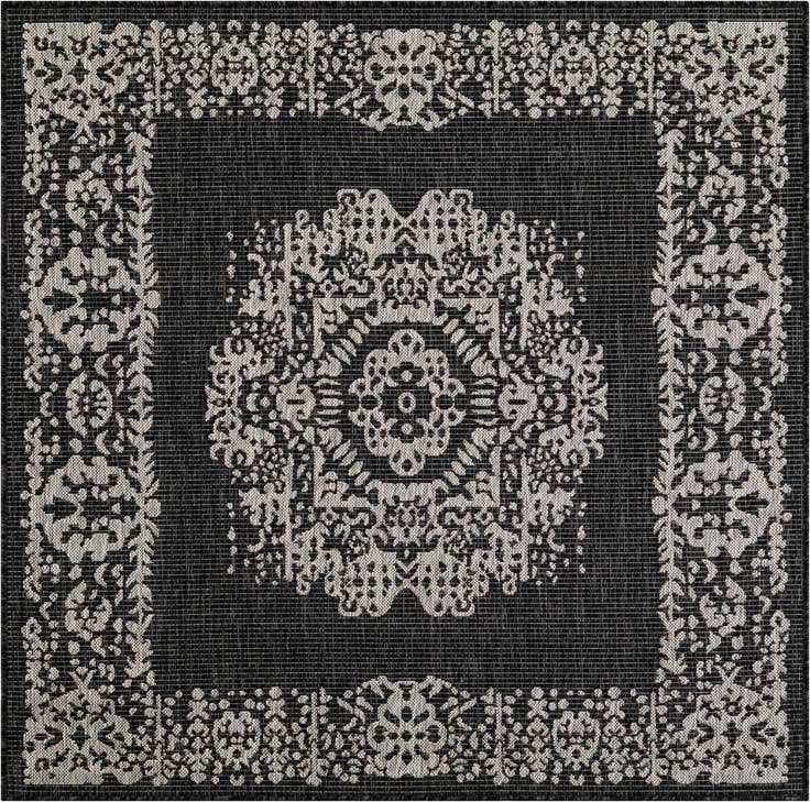 Detail image of 5' 3 x 5' 3 Easy-Clean Traditional Indoor / Outdoor Square Rug