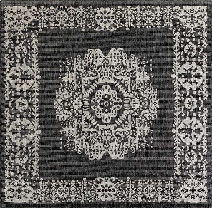 7' 10 x 7' 10 Easy-Clean Traditional Indoor / Outdoor Square Rug