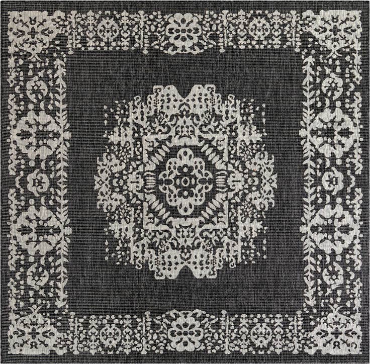 Detail image of 7' 10 x 7' 10 Easy-Clean Traditional Indoor / Outdoor Square Rug