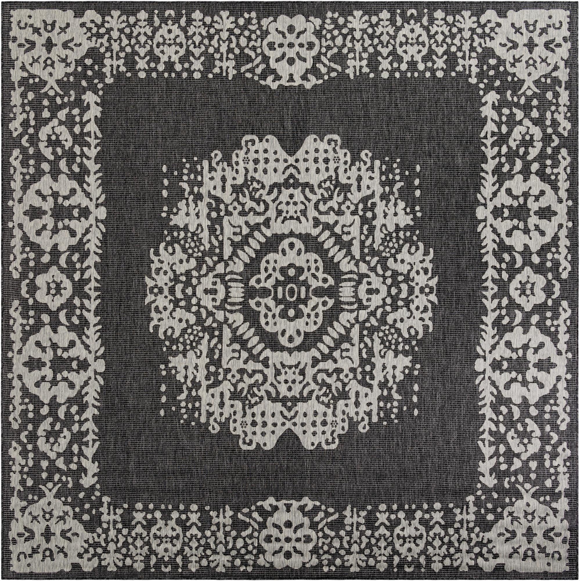 10' x 10'  Washable Traditional Indoor / Outdoor Square Rug