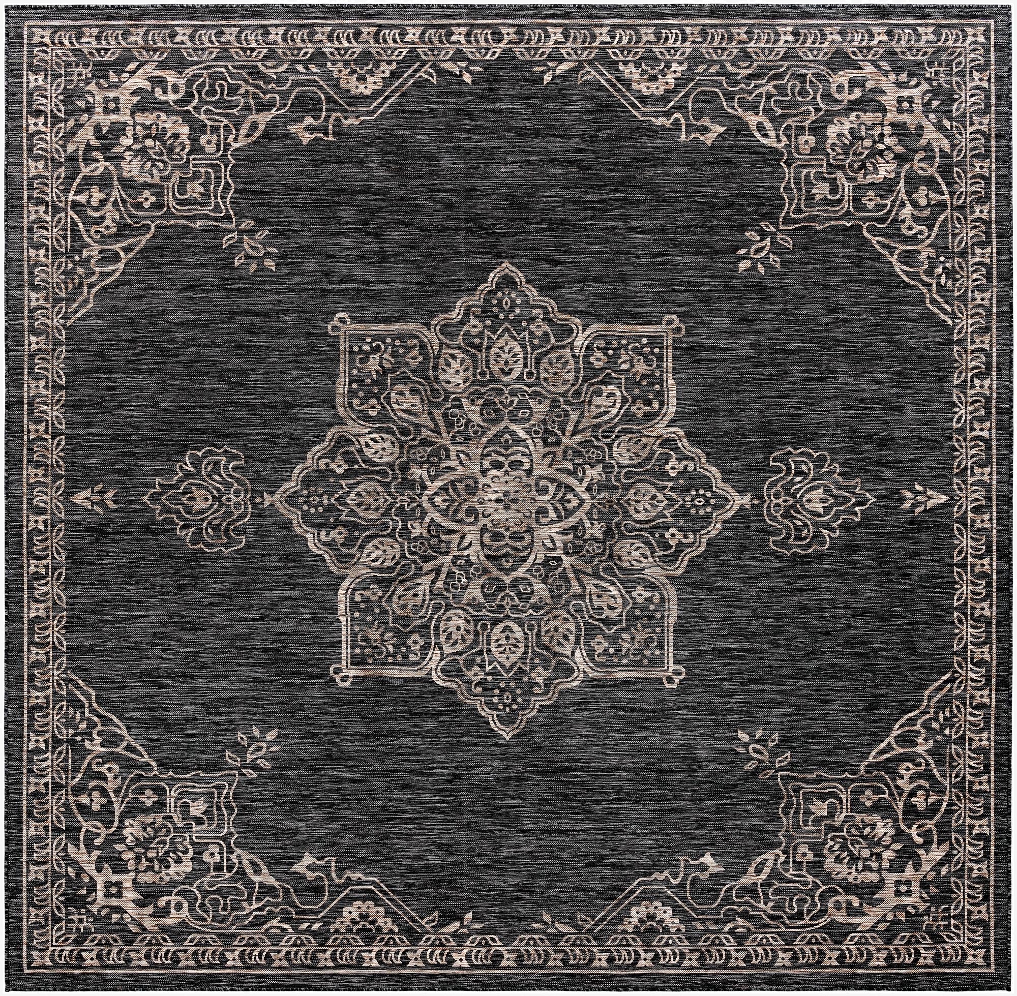10' 8 x 10' 8  Washable Traditional Indoor / Outdoor Square Rug