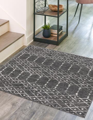 Charcoal Gray Paxon Trellis Square Rug