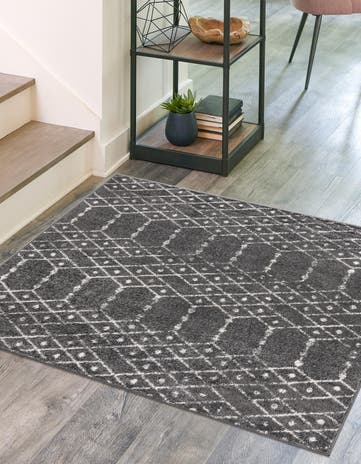 Charcoal Gray Paxon Trellis Square Rug