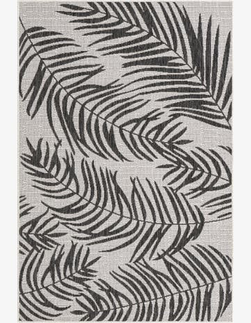 Charcoal Ivory Easy-Clean Botanical Indoor / Outdoor Rug