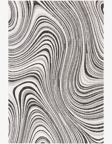 Charcoal Ivory Easy-Clean Modern Indoor / Outdoor Rug