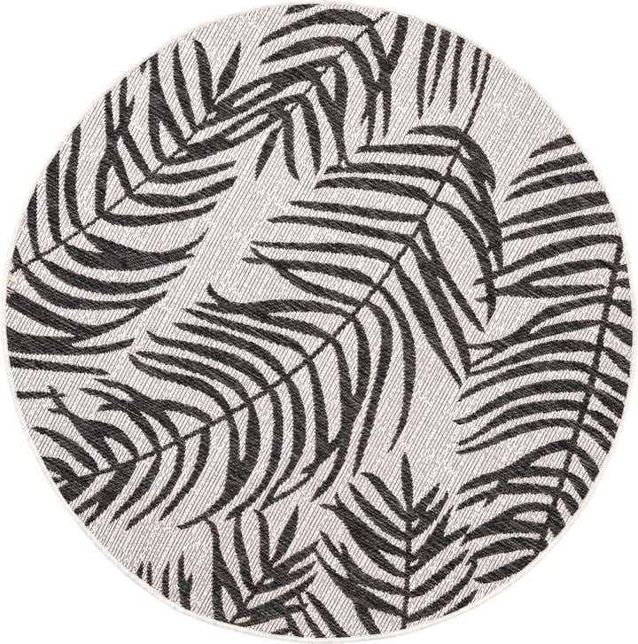 4' x 4' Easy-Clean Botanical Indoor / Outdoor Round Rug