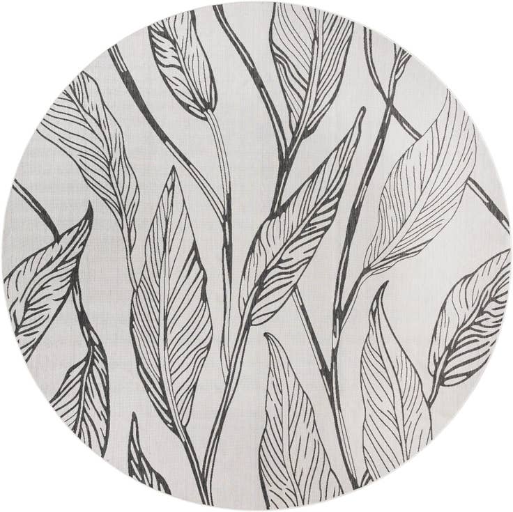 Detail image of 13' x 13' Easy-Clean Botanical Indoor / Outdoor Round Rug