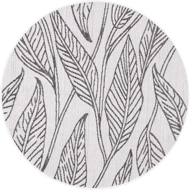 4' x 4' Easy-Clean Botanical Indoor / Outdoor Round Rug